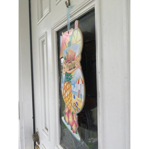 Hello Summer Sign Beach Scene Margarita Drink Sign Pineapple Sign Wooden Sign - Picture 5 of 5